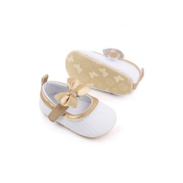 Pantofi  Model AL 13509 cu insertie aurie - Textil - Fete - Alb