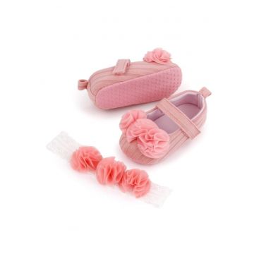 Pantofi  Model AL 13660 cu bentita - Textil - Fete - 3-6 - Roz somon -