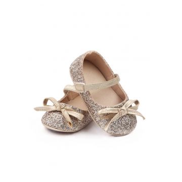 Pantofi  Model AL 15053 cu sclipici pentru bebelusi - Textil - Auriu