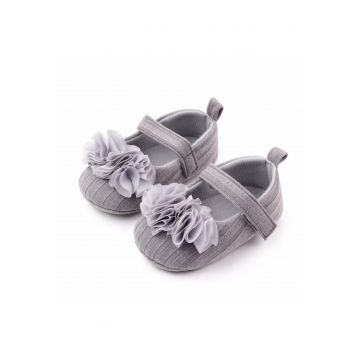 Pantofi  Model AL 15138 cu floricele din tulle - Textil - 3-6 luni - Gri -