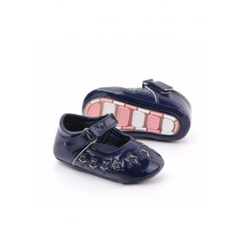 Pantofi  Model AL 15909 cu stelute - Piele lacuita - 6-9 luni - Bleumarin -