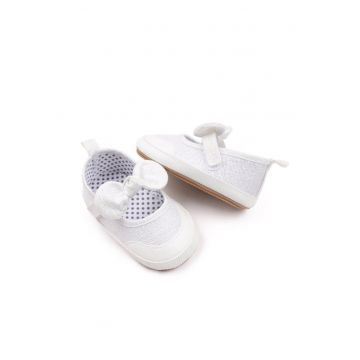 Pantofi  Sidefati - Eleganti - Textil - Fete - Velcro - Alb