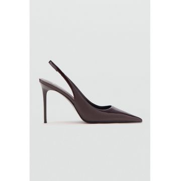 Pantofi slingback de piele ecologica cu varf rotund