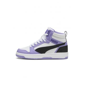 Pantofi sport Rebound V6 mid-cut din piele ecologica - Alb/Negru/Lila