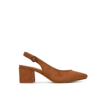 Pantofi slingback cu toc  maro