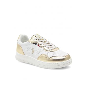 Tenisi copii -  alb - auriu - piele ecologica -