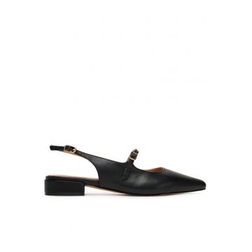 Balerini cu toc dama -  piele naturala - negru