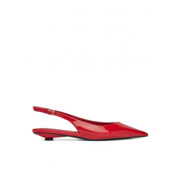 Balerini cu toc dama -  piele naturala - rosu