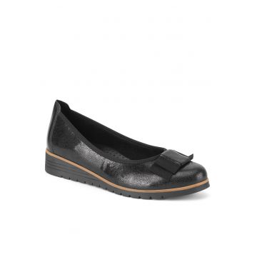 Balerini dama  din piele naturala - negru