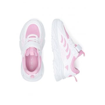 Pantofi copii -  adidasi fete - alb si roz - textil -