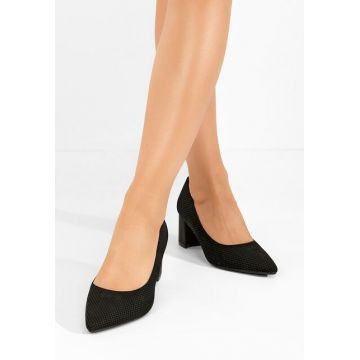 Pantofi cu toc gros Takisha negri