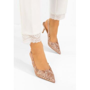 Pantofi cu toc slingback Silvona champagne