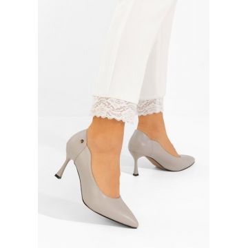 Pantofi cu toc subtire Karita gri