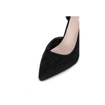 Pantofi dama -  cu toc - negri - tesatura