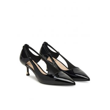 Pantofi dama -  Deva 03 - toc - piele ecologica - negru -