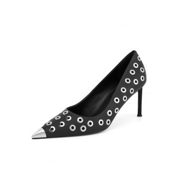 Pantofi dama -  piele naturala - toc - negru