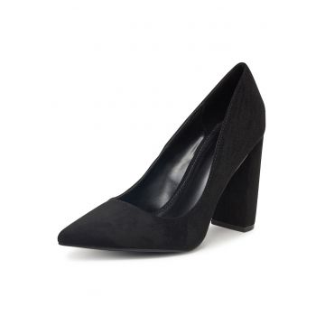 Pantofi dama -  toc - negru - tesatura