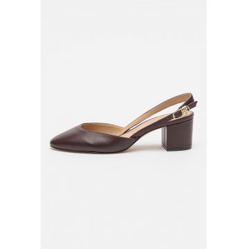 Pantofi slingback din piele - Maro inchis