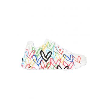 Pantofi sport cu imprimeu cu inimi Uno Lite - Spread - Alb/Galben/Albastru