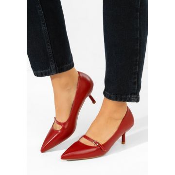 Pantofi stiletto cu toc mic Rilora rosii