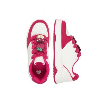 Tenisi copii  fete - alb-roz - material textil