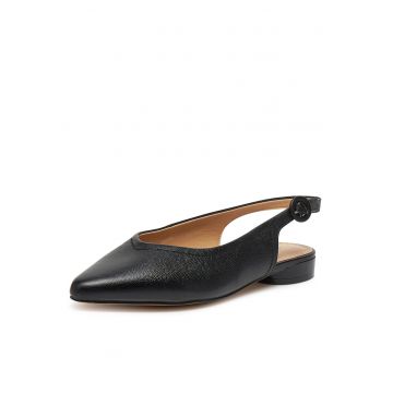 Balerini dama -  piele naturala - varf ascutit - negru