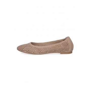 Balerini de piele cu design perforat - Maro camel