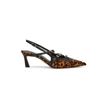 Pantofi cu animal print - Maro inchis/Negru