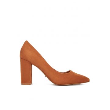 Pantofi dama -  model DZ0010 - toc - culoare maro - tesatura
