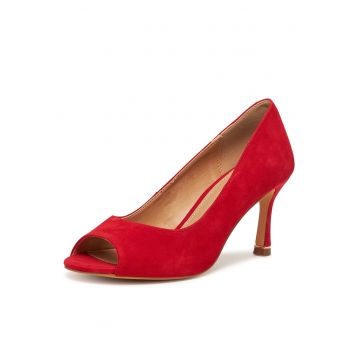 Pantofi dama -  toc - piele naturala - rosu
