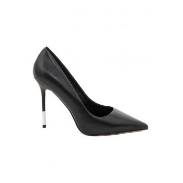 Pantofi din piele cu toc stiletto Linda - Negru