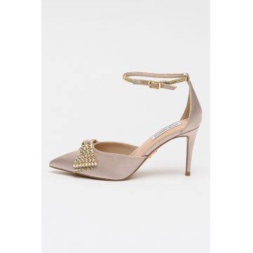 Pantofi din piele ecologica cu toc clasic Last Dance - Maro taupe/Argintiu