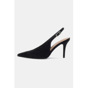 Pantofi din piele intoarsa cu varf ascutit - Negru