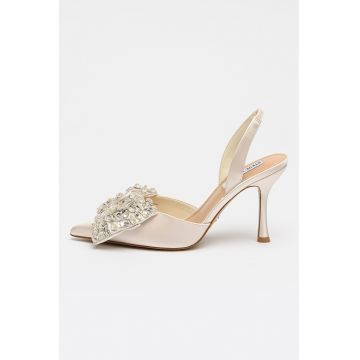 Pantofi din satin cu aplicatii din strasuri Lovie - Alb fildes
