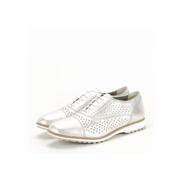 Pantofi oxford din piele naturala argintiu Magda 01 10068 - Argintiu