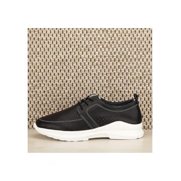 Pantofi piele naturala Angela negri M4 7690 - Negru