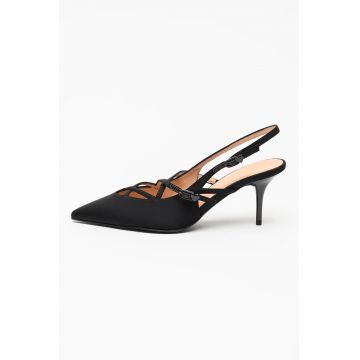 Pantofi slingback cu toc - varf ascutit si barete Spillo - Auriu/Negru