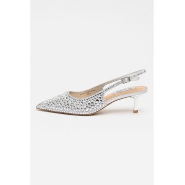 Pantofi slingback cu varf ascutit Korra-R - Gri deschis/Argintiu