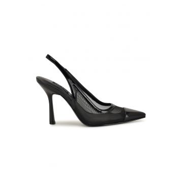 Pantofi slingback cu varf ascutit si piele lacuita Jermain - Negru