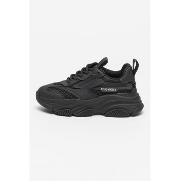 Pantofi sport Possesion din plasa cu garnituri de piele ecologica - Negru