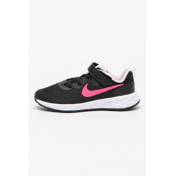 Pantofi sport cu insertii din plasa si velcro Revolution 6 - Negru/Roz