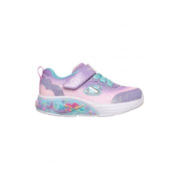 Pantofi sport cu lumini si aspect stralucitor Lil Mermaid - Albastru aquamarin/Roz pastel/Ametist