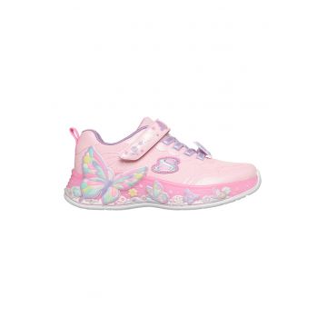 Pantofi sport cu velcro Buttterfly Bliss - Roz pastel/Albastru azur/Argintiu