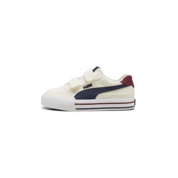Pantofi sport cu velcro Court Classic - Crem/Bleumarin