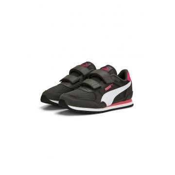 Pantofi sport de plasa cu velcro ST Runner v3 - Alb/Negru/Roz