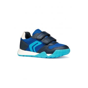 Pantofi sport cu insertii din material textil si inchidere velcro - Albastru ultramarin/Albastru royal/Turcoaz inchis