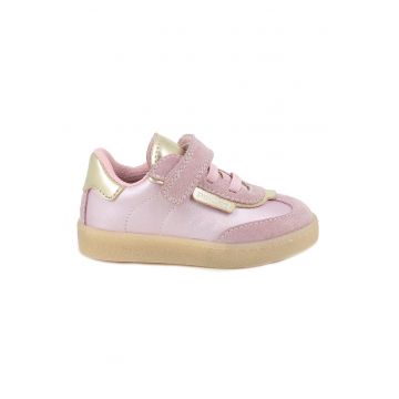Pantofi sport low-cut cu garnituri din piele intoarsa - Auriu/Roz pastel/Roz pal
