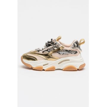 Pantofi sport Possesion din plasa cu garnituri de piele ecologica - Auriu/Galben pal