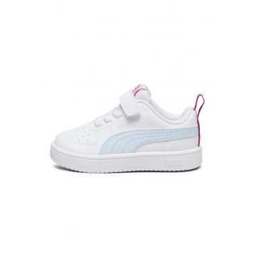 Pantofi sport unisex Rickie AC+ din piele ecologica cu inchidere velcro - Alb/Albastru pastel/Roz
