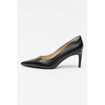 Pantofi stiletto de piele cu varf ascutit - Negru